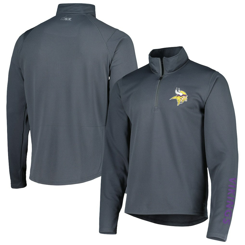 Minnesota Vikings MSX by Michael Strahan Half-Zip Pullover Charcoal | NFL