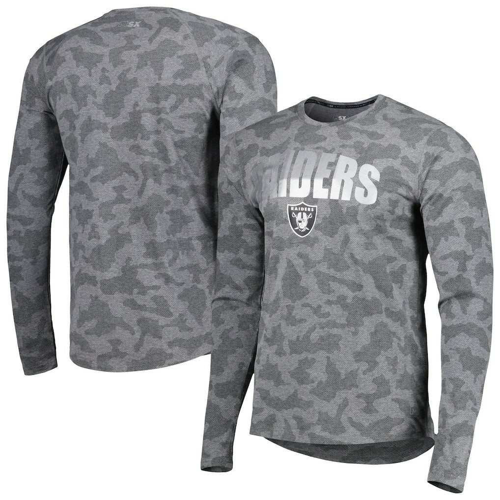 Las Vegas Raiders MSX by Michael Strahan Performance Camo Long Sleeve T-Shirt Black | NFL