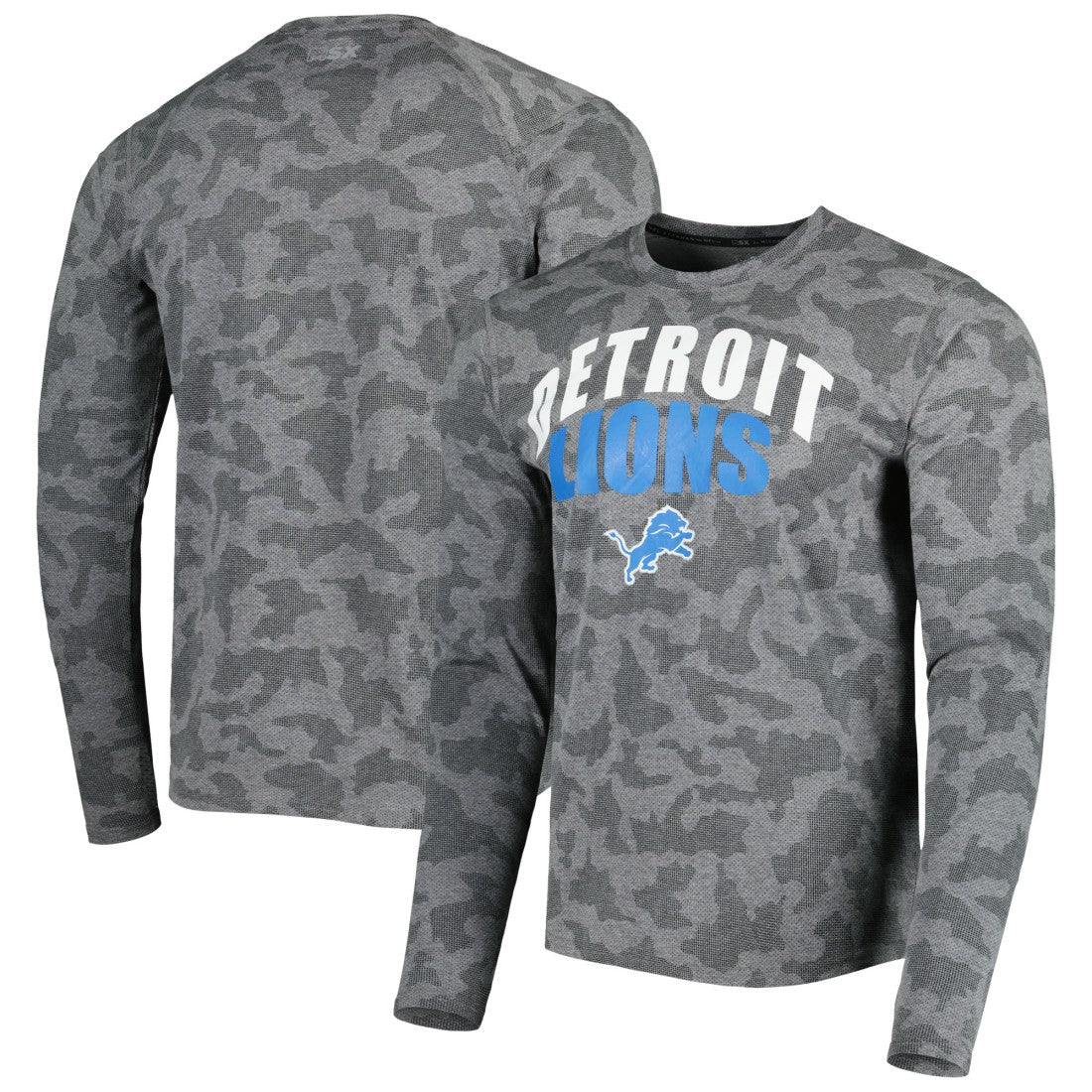 Detroit Lions MSX by Michael Strahan Performance Camo Long Sleeve T-Shirt Black | NFL