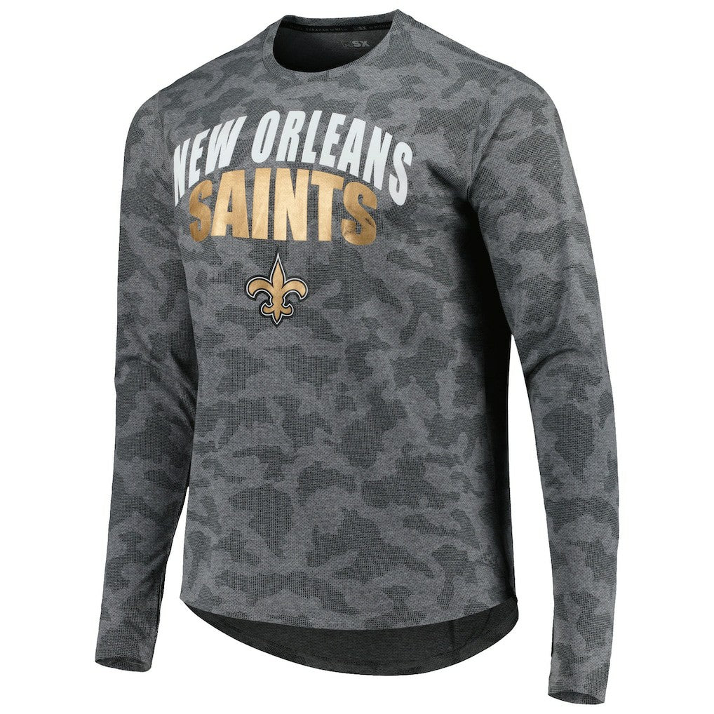 New Orleans Saints MSX by Michael Strahan Performance Camo Long Sleeve T-Shirt Gray | NFL