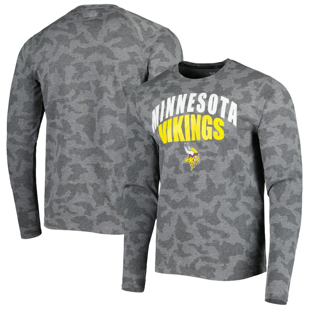 Minnesota Vikings MSX by Michael Strahan Performance Camo Long Sleeve T-Shirt Black | NFL