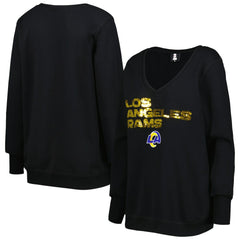 Los Angeles Rams Cuce Women's Sequin Logo V-Neck Pullover Sweatshirt Black | NFL