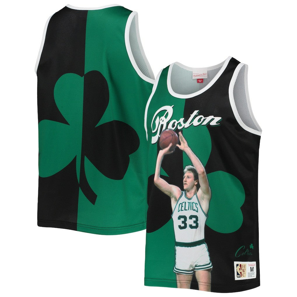 Larry Bird Boston Celtics Sublimated Player Tank Top Kelly Green/Black - NBA