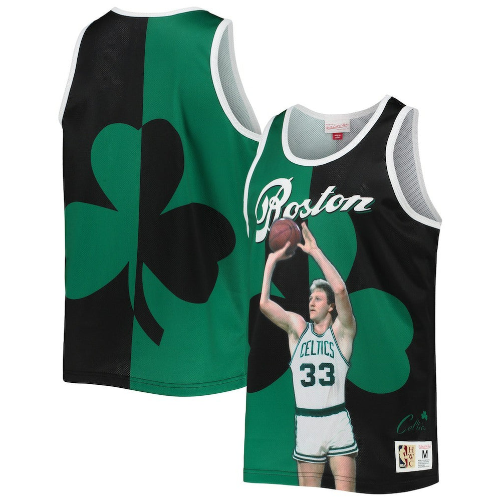 Larry Bird Boston Celtics Sublimated Player Tank Top Kelly Green/Black - NBA