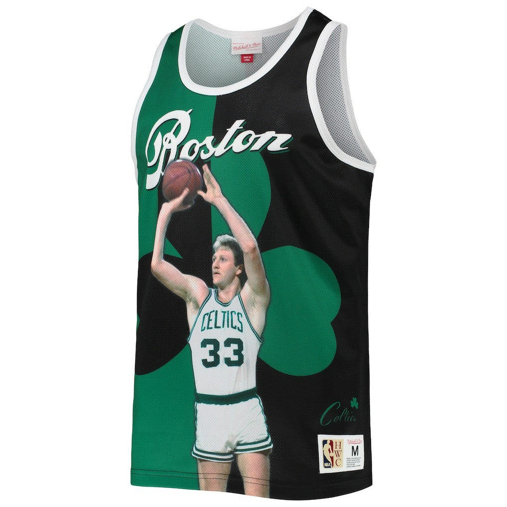 Larry Bird Boston Celtics Sublimated Player Tank Top Kelly Green/Black - NBA