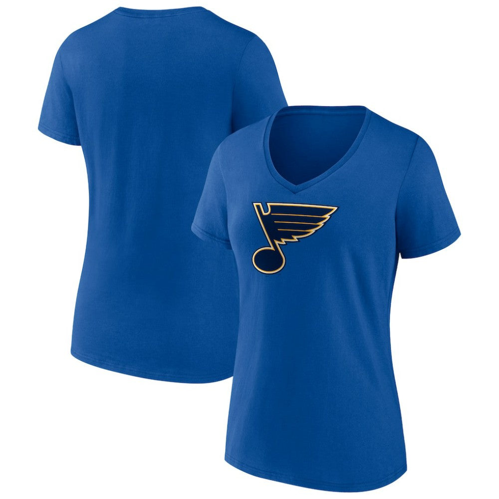 St. Louis Blues Fanatics Women's Primary Logo Team V-Neck T-Shirt - Royal - NHL