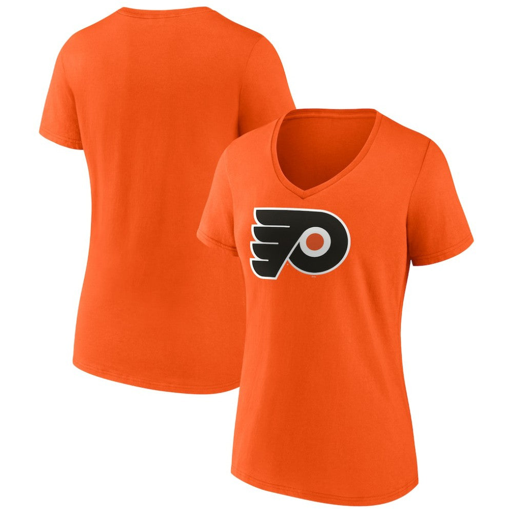 Philadelphia Flyers Fanatics Women's Primary Logo Team V-Neck T-Shirt - Orange - NHL