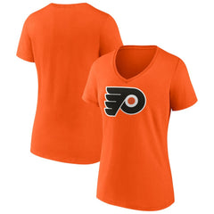 Philadelphia Flyers Fanatics Women's Primary Logo Team V-Neck T-Shirt - Orange - NHL
