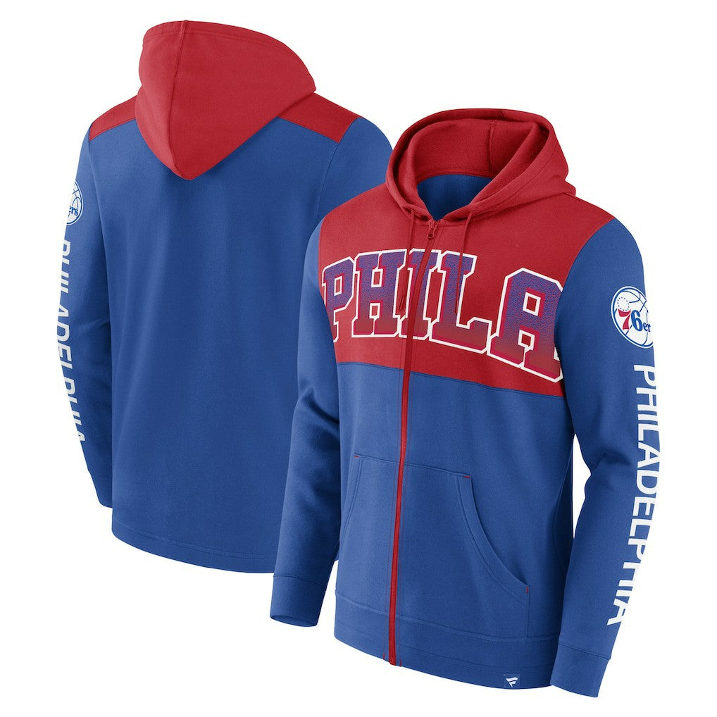 Philadelphia 76ers Skyhook Colorblock Full-Zip Hoodie Royal/Red - NBA