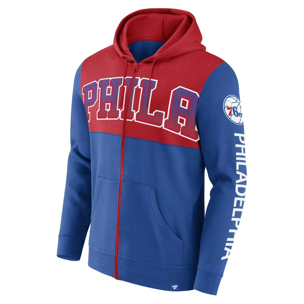 Philadelphia 76ers Skyhook Colorblock Full-Zip Hoodie Royal/Red - NBA