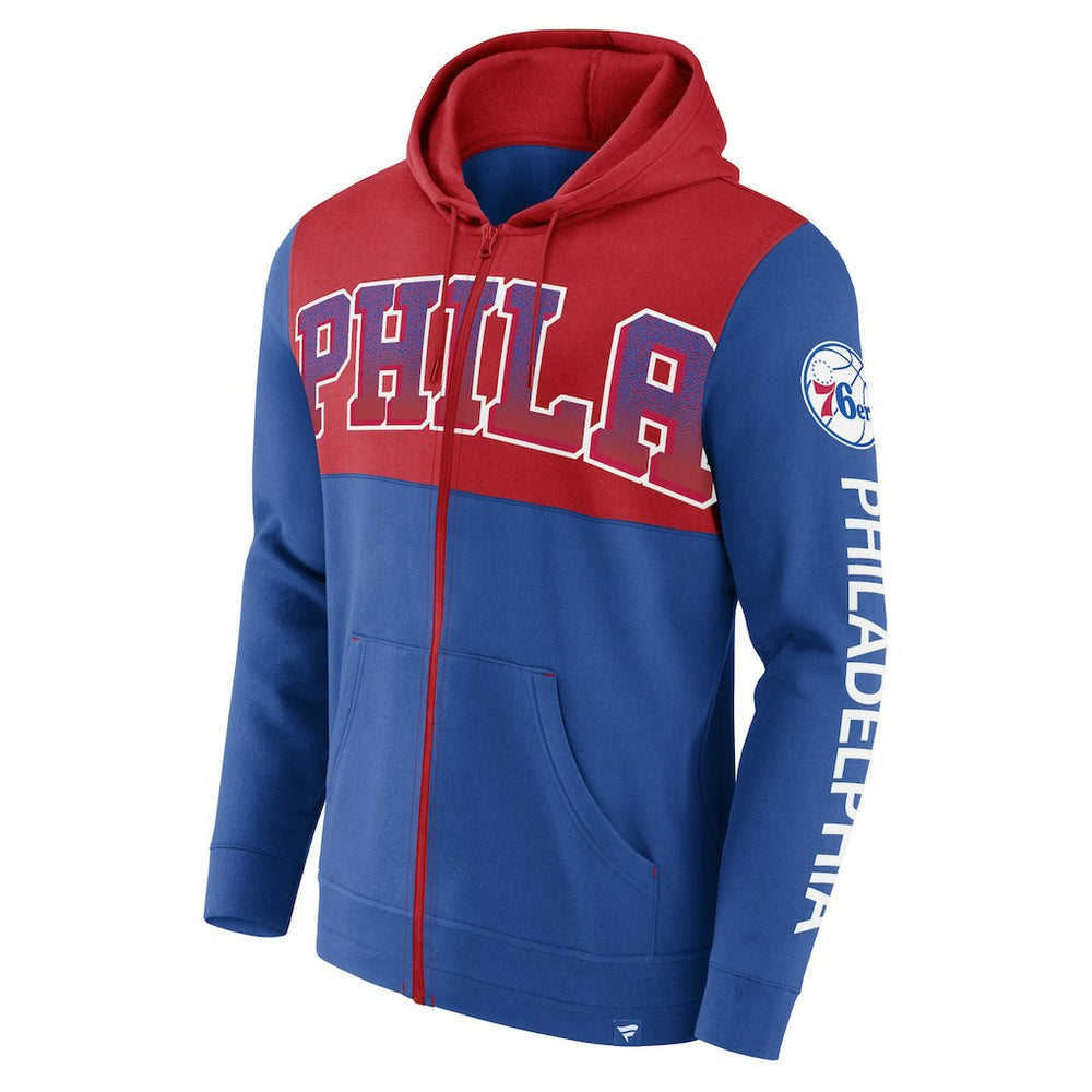 Philadelphia 76ers Skyhook Colorblock Full-Zip Hoodie Royal/Red - NBA