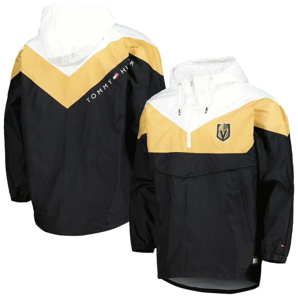 Vegas Golden Knights Tommy Hilfiger Women's Staci Half-Zip Windbreaker Jacket - Black/Gold - NHL