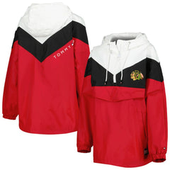 Chicago Blackhawks Tommy Hilfiger Women's Staci Half-Zip Windbreaker Jacket - Black/Red - NHL