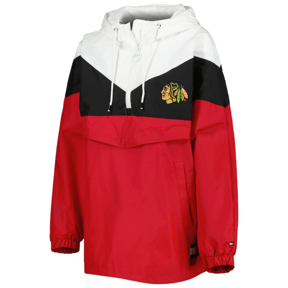 Chicago Blackhawks Tommy Hilfiger Women's Staci Half-Zip Windbreaker Jacket - Black/Red - NHL