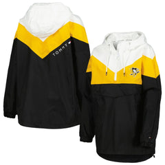 Pittsburgh Penguins Tommy Hilfiger Women's Staci Half-Zip Windbreaker Jacket - Black/Gold - NHL