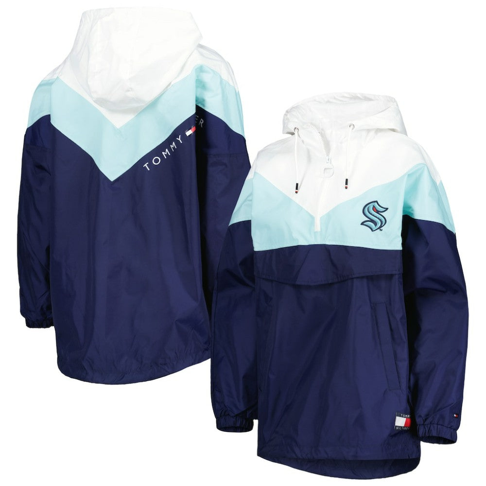 Seattle Kraken Tommy Hilfiger Women's Staci Half-Zip Windbreaker Jacket - Blue/Deep Sea Blue - NHL