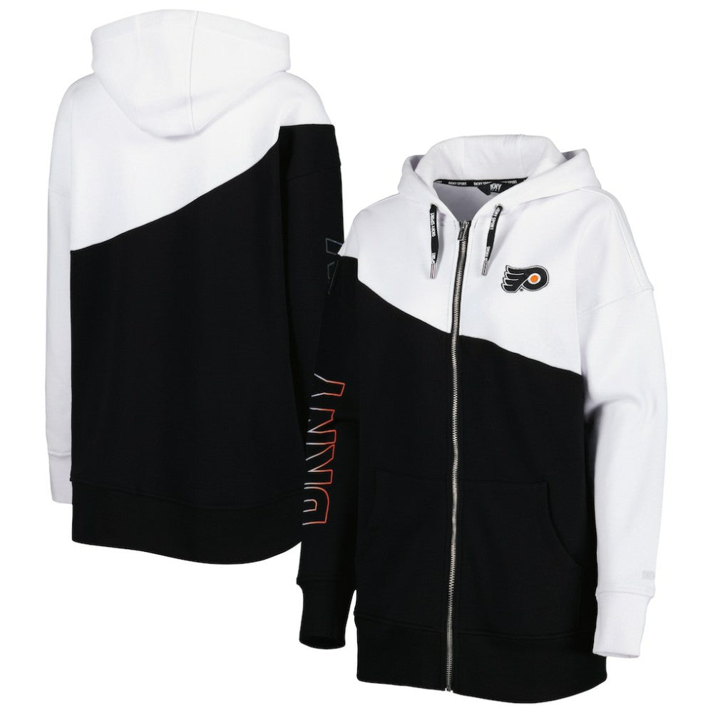 Philadelphia Flyers DKNY Sport Women's Gina Full-Zip Hoodie - Black/White - NHL