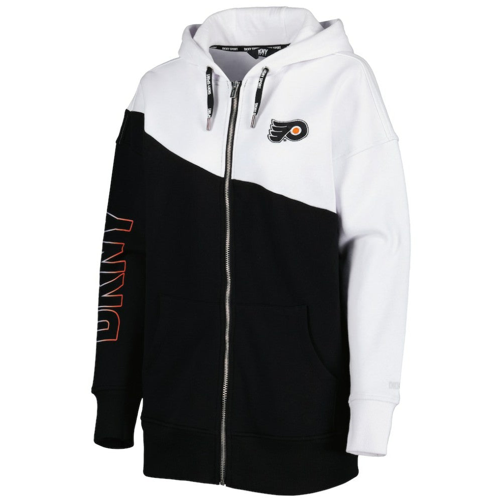 Philadelphia Flyers DKNY Sport Women's Gina Full-Zip Hoodie - Black/White - NHL