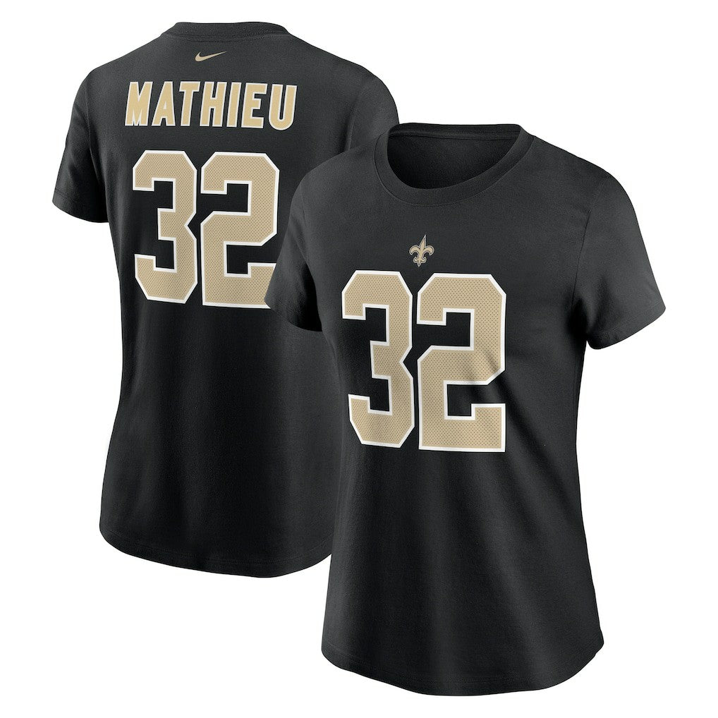 Tyrann Mathieu New Orleans Saints Women's Player Name & Number T-Shirt Black | Nike for Sale