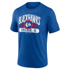 Chicago Blackhawks Badge of Honor Tri-Blend T-Shirt - Royal - NHL