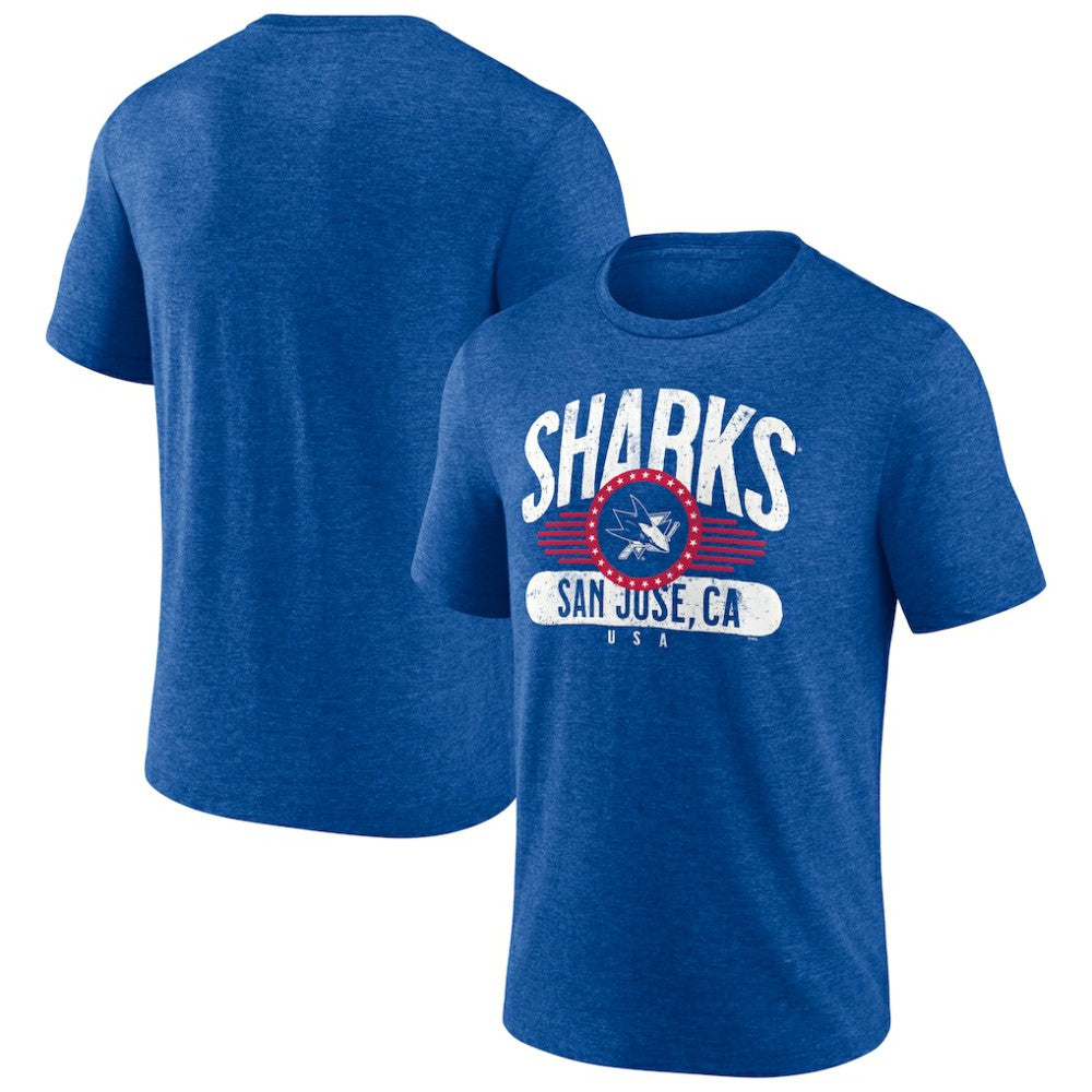 San Jose Sharks Badge of Honor Tri-Blend T-Shirt - Royal - NHL