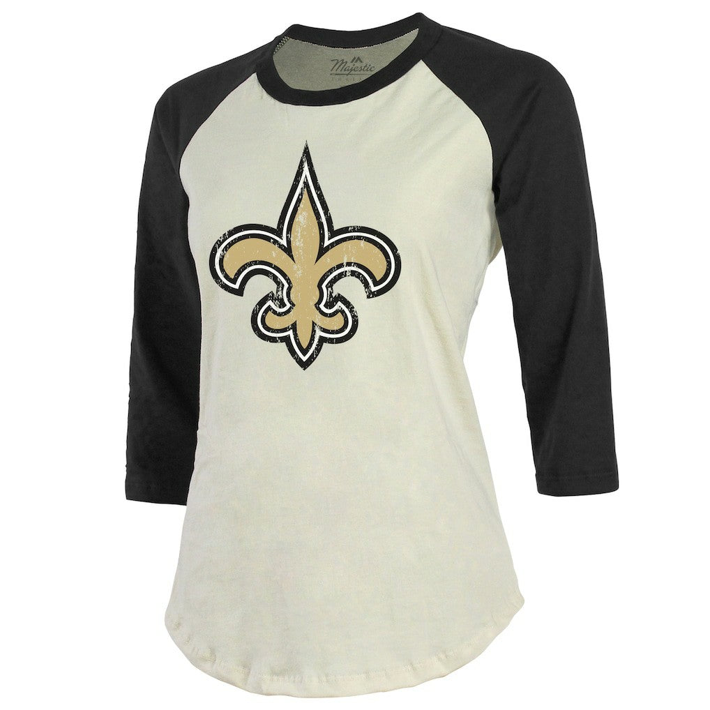 Tyrann Mathieu New Orleans Saints Majestic Threads Women's Player Name & Number Tri-Blend Three-Quarter Sleeve T-Shirt Cream | NFL