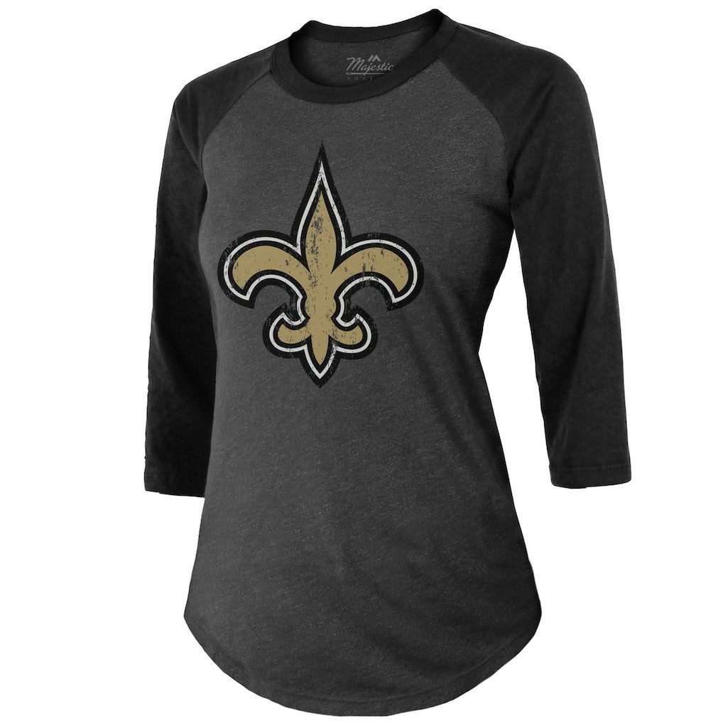 Tyrann Mathieu New Orleans Saints Majestic Threads Women's Name & Number Raglan 3/4 Sleeve T-Shirt Black | NFL