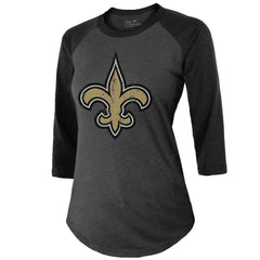 Tyrann Mathieu New Orleans Saints Majestic Threads Women's Name & Number Raglan 3/4 Sleeve T-Shirt Black | NFL