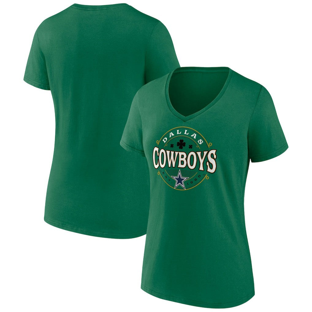 Dallas Cowboys Women's Lucky Celtic V-Neck T-Shirt Green | Fanatics