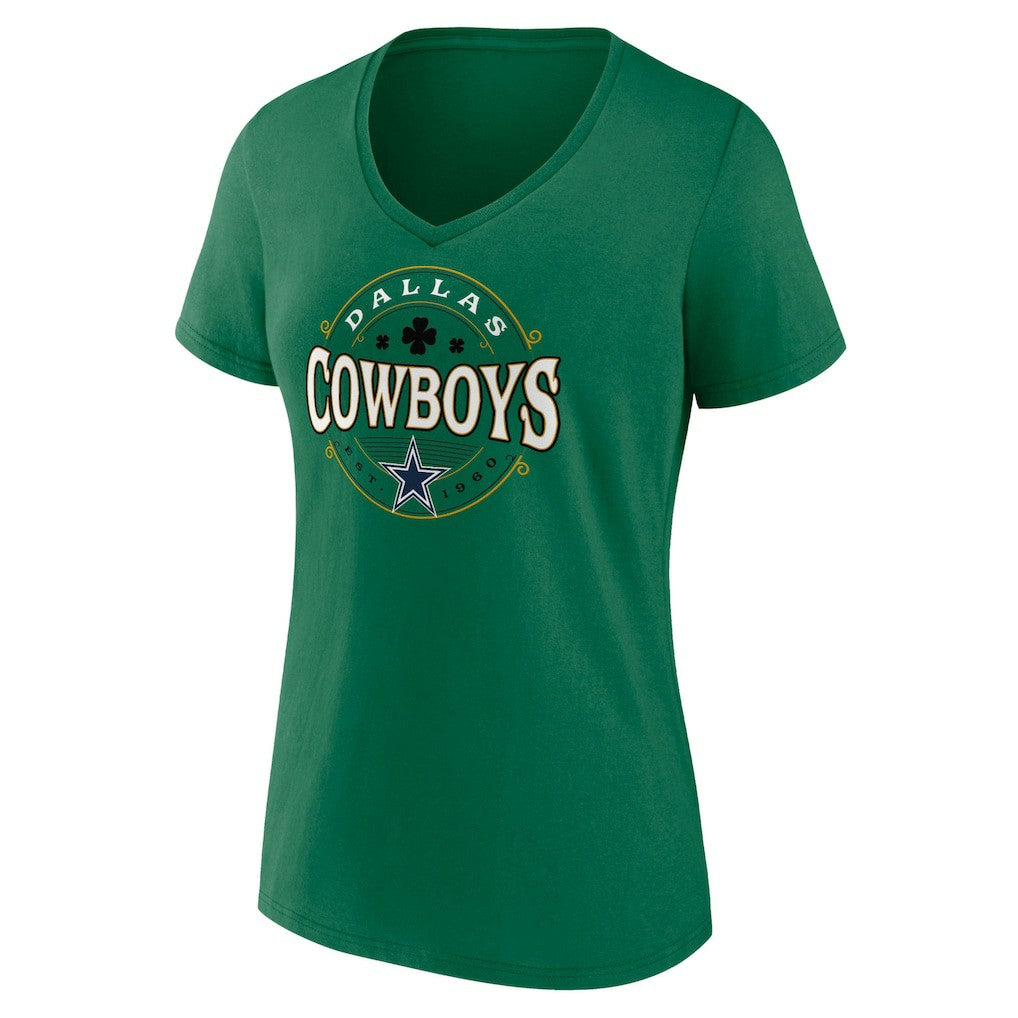 Dallas Cowboys Women's Lucky Celtic V-Neck T-Shirt Green | Fanatics