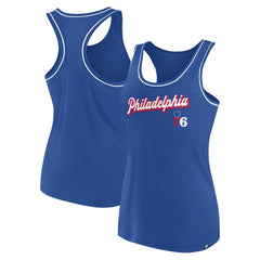 Philadelphia 76ers Women's Wordmark Logo Racerback Tank Top Royal - NBA