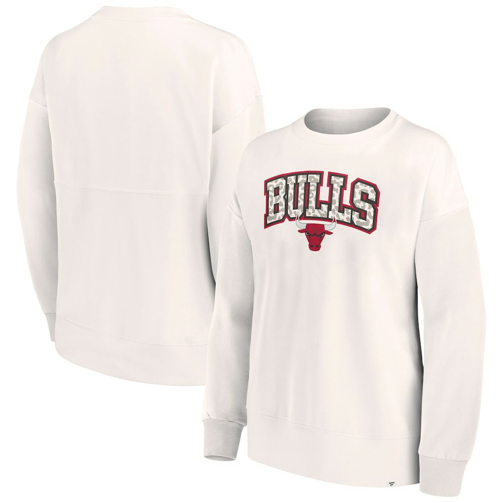 Chicago Bulls Women's Tonal Leopard Pullover Sweatshirt White - NBA