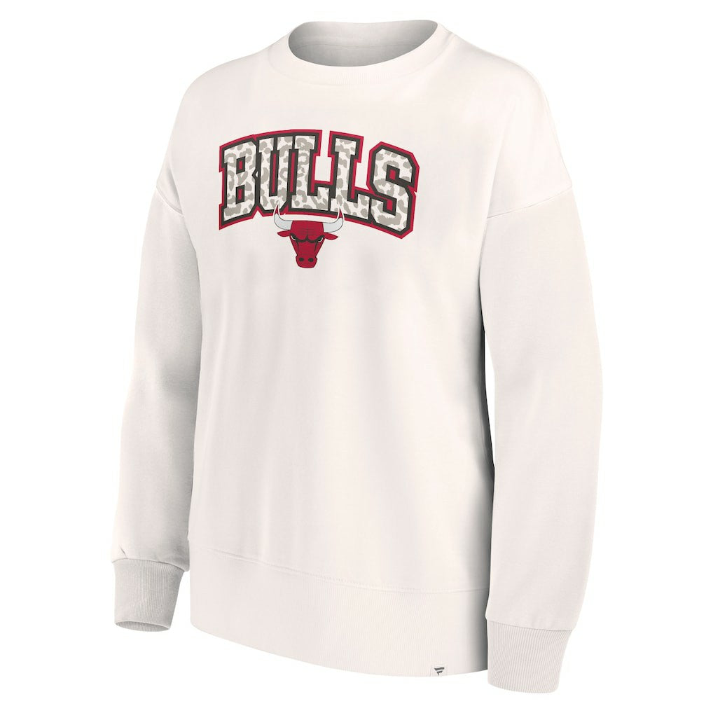 Chicago Bulls Women's Tonal Leopard Pullover Sweatshirt White - NBA