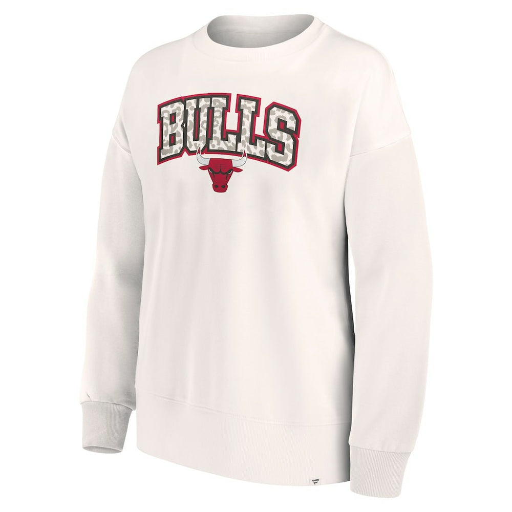 Chicago Bulls Women's Tonal Leopard Pullover Sweatshirt White - NBA