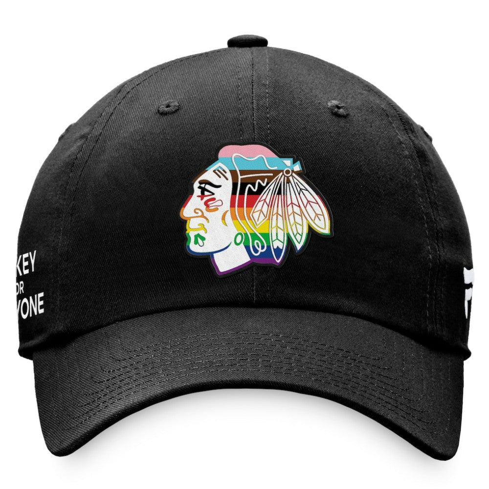 Chicago Blackhawks Fanatics Team Logo Pride Adjustable Hat - Black - NHL