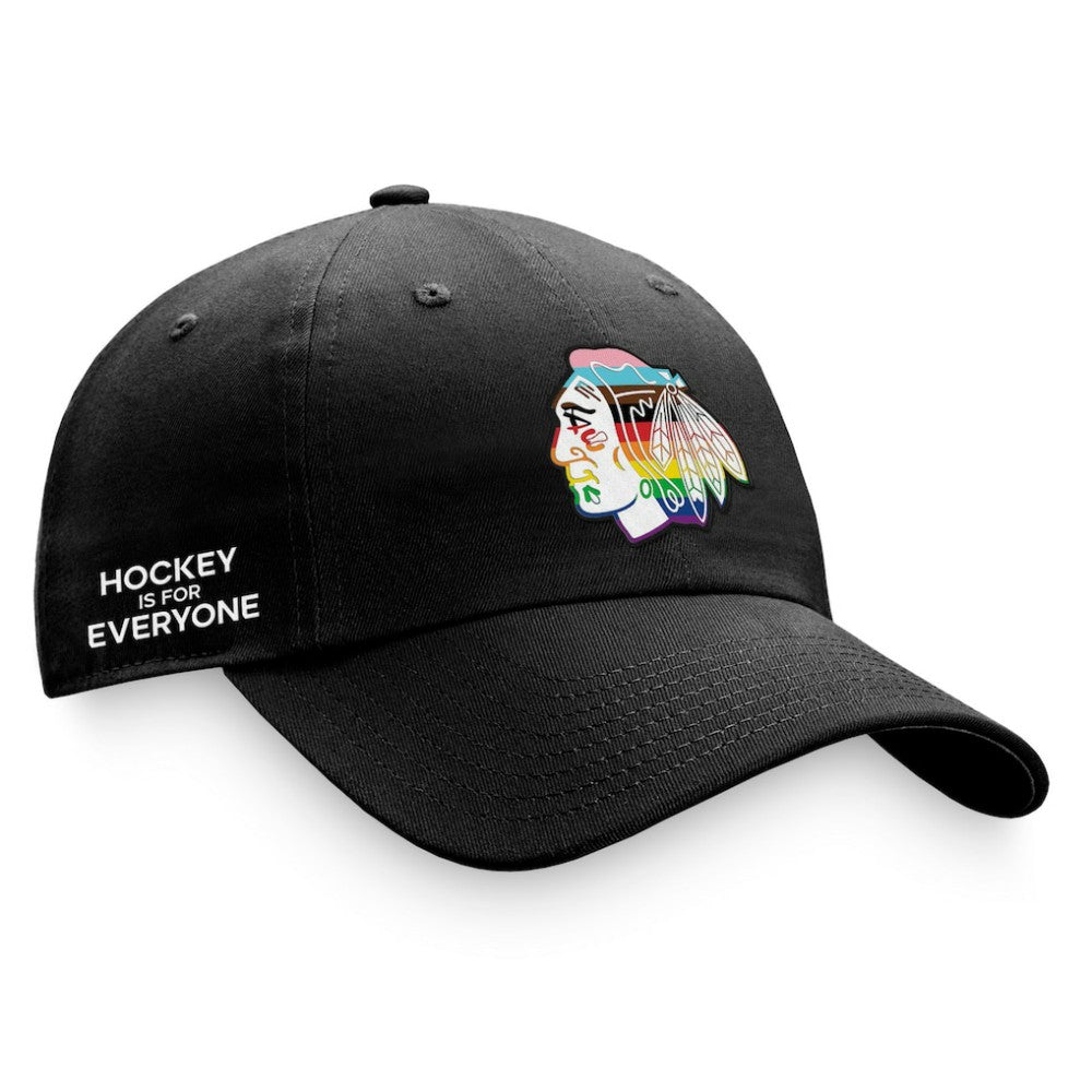 Chicago Blackhawks Fanatics Team Logo Pride Adjustable Hat - Black - NHL
