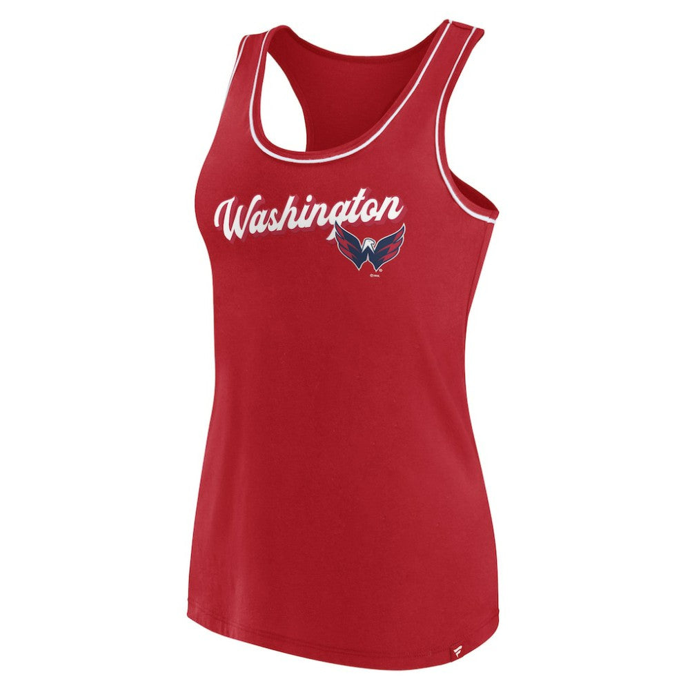 Washington Capitals Fanatics Women's Wordmark Logo Racerback Scoop Neck Tank Top - Red - NHL