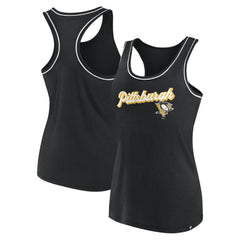 Pittsburgh Penguins Fanatics Women's Wordmark Logo Racerback Scoop Neck Tank Top - Black - NHL