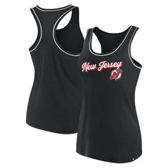 New Jersey Devils Fanatics Women's Wordmark Logo Racerback Scoop Neck Tank Top - Black - NHL