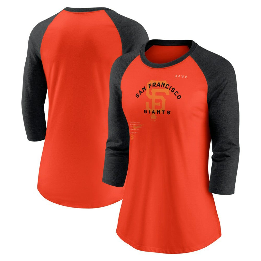 San Francisco Giants Nike Women's Next Up Tri-Blend Raglan 3/4-Sleeve T-Shirt - MLB