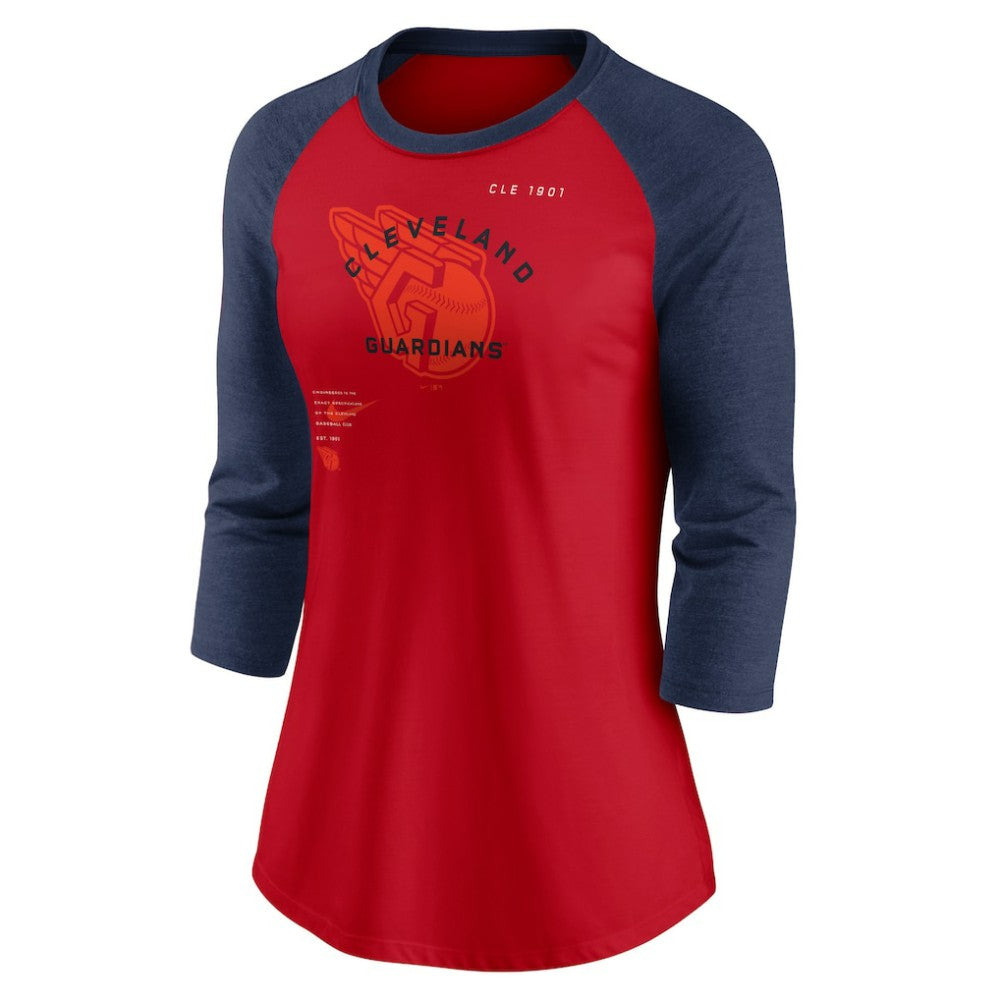Cleveland Guardians Nike Women's Next Up Tri-Blend Raglan 3/4-Sleeve T-Shirt - MLB