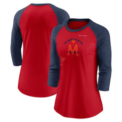 Minnesota Twins Nike Women's Next Up Tri-Blend Raglan 3/4-Sleeve T-Shirt - MLB