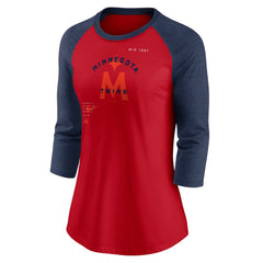 Minnesota Twins Nike Women's Next Up Tri-Blend Raglan 3/4-Sleeve T-Shirt - MLB