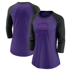 Colorado Rockies Nike Women's Next Up Tri-Blend Raglan 3/4-Sleeve T-Shirt - MLB
