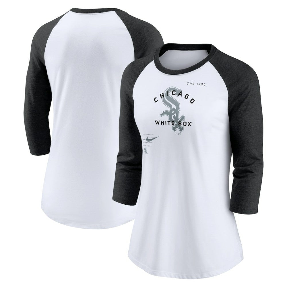 Chicago White Sox Nike Women's Next Up Tri-Blend Raglan 3/4-Sleeve T-Shirt - MLB