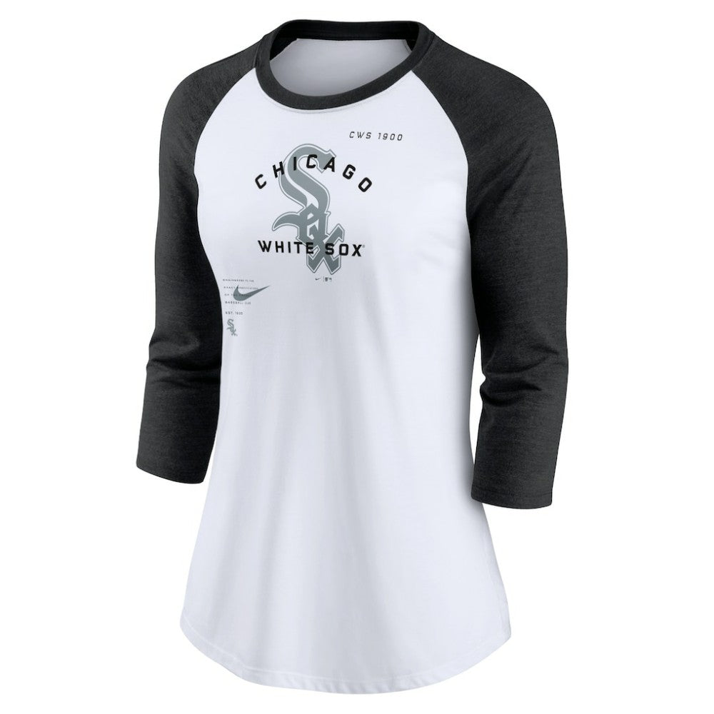 Chicago White Sox Nike Women's Next Up Tri-Blend Raglan 3/4-Sleeve T-Shirt - MLB