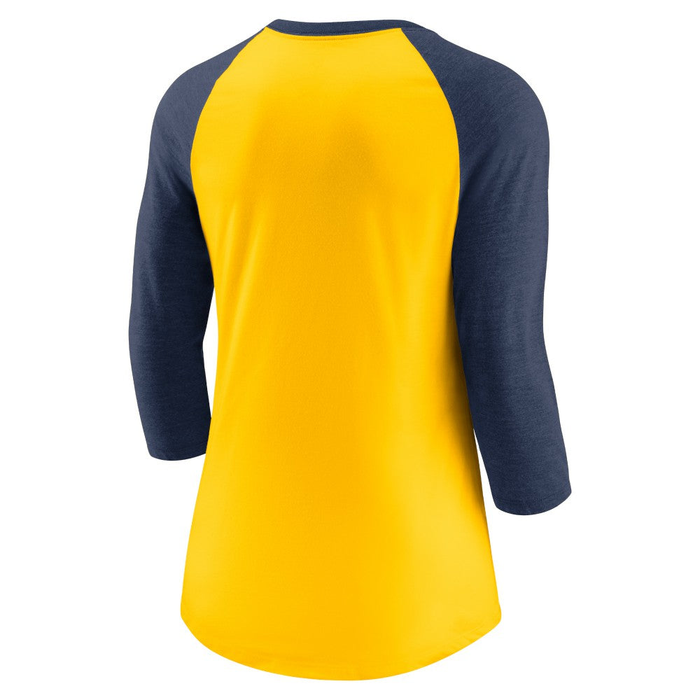 Milwaukee Brewers Nike Women's Next Up Tri-Blend Raglan 3/4-Sleeve T-Shirt - MLB