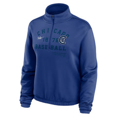 Chicago Cubs Nike Women's Rewind Splice Half-Zip Semi-Cropped Bubble Hem Sweatshirt - MLB