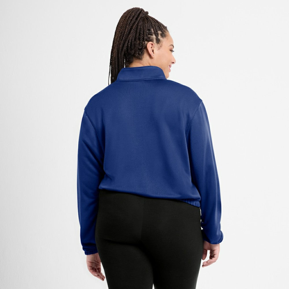 Chicago Cubs Nike Women's Rewind Splice Half-Zip Semi-Cropped Bubble Hem Sweatshirt - MLB