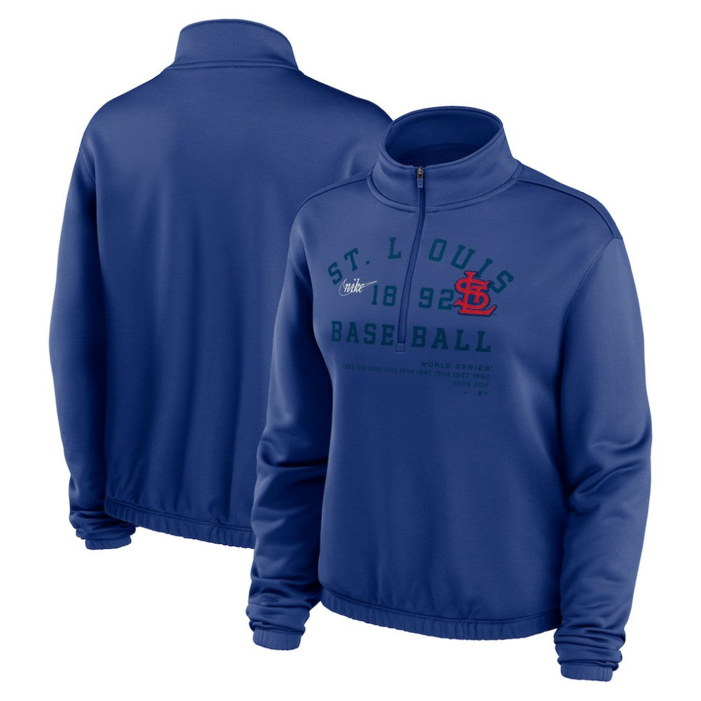 St. Louis Cardinals Nike Women's Rewind Splice Half-Zip Semi-Cropped Bubble Hem Sweatshirt - MLB